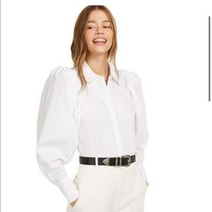 Danielle Bernstein puff sleeve body suit white NWT